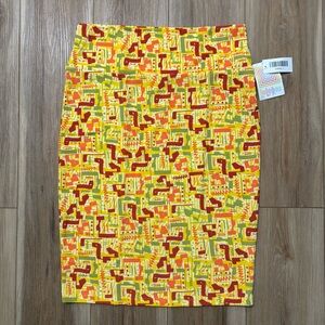 NWT LuLaRoe Cassie Pencil Skirt Wide Waistband Vibrant Patterned Design Size L